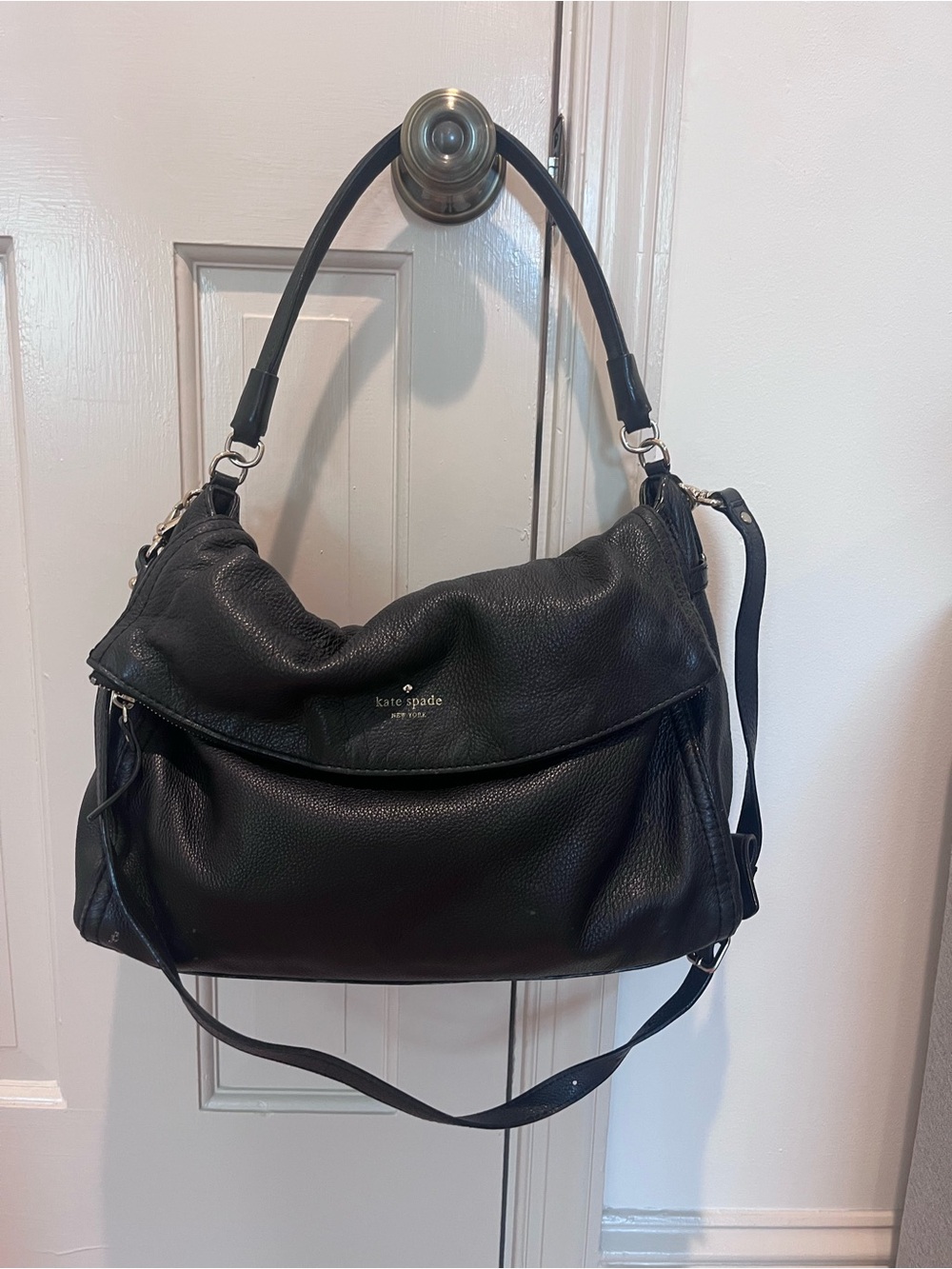 kate spade Black Pebbled Leather Shoulder Hobo Bag